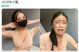美女自拍很性感，摘下口罩的那一刻，成了多少人心中阴影哈哈图片