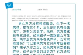 没领证生下一名男孩，出生证明只有母亲名字，五个月后父亲要求抚养权归他……#今日说法# ​​​图片