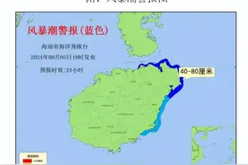 9月5日，海南省海洋预报台发布海浪I级警报和风暴潮IV级警报。图片