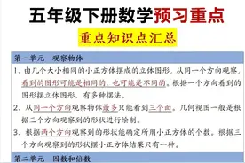 五年级下册数学全册知识体系汇总（全），18页可打印！！！图片