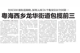 【深圳特区报】全国500强街道揭晓，深圳入围58个数量位居全国第一 粤海西乡龙华街道包揽前三图片