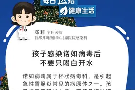 【每日“医”招】孩子感染诺如病毒后不要只喝白开水图片