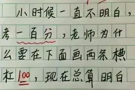 小时候不明白老师为什么要在100分下面画两条杠？现在总算明白了图片