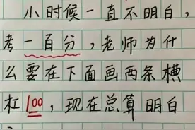 小时候不明白，老师为什么要在100分下面画两条杠 现在总算明白了图片