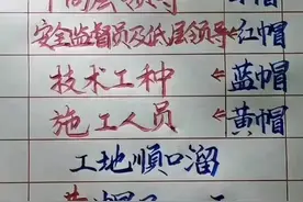 工地安全帽顺口溜：黄帽子干，绿帽子转，红帽子说了算，太经典了图片