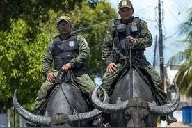 30张罕见的照片，警察骑着水牛上街巡逻，早期移动电话重达20多斤图片