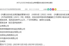 内蒙古最高质量奖拟授奖名单公示，5家企业上榜图片