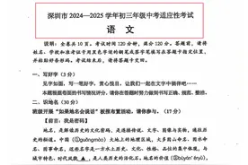 深圳一语文试卷曝光！网友怒赞图片