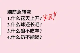 脑筋急转弯：什么花天上开？什么狼不吃羊？什么奶不能喝？图片