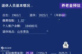 山东青岛养老金：18.4万个人账户，缴费指数1.32图片