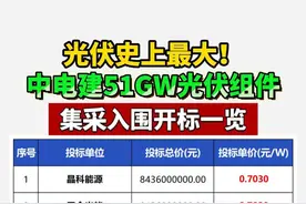 光伏史上最大框采！中电建51GW光伏组件集采（标段一）入围开标一览——部分参投企业报价#光伏 #组件 #中标 #光伏组件视频封面