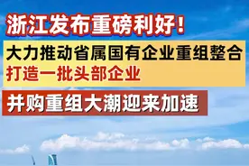 浙江发布重磅利好！大力推动省属国有企业重组整合 打造一批头部企业 并购重组大潮迎来加速#上市公司  #金融  #利好视频封面