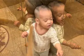 萌娃电梯内被狗子尾巴“一顿揍”，“小孩哥脾气真好 这么抽也没急眼”（@酒酒🍼 ）#狗子 #萌娃 #生活视频封面