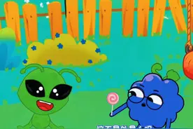 儿童趣味动画：外星人变成小葡萄的样子去小朋友们家抢糖果吃视频封面