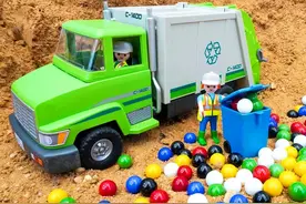 儿童益智玩具：手工diy组装环卫车，环卫车清理工地垃圾！ #玩具视频封面