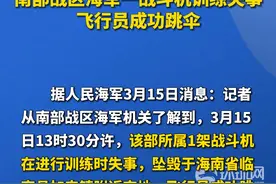 南部战区海军一战斗机训练失事，飞行员成功跳伞视频封面