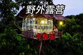在树上搭建木屋并住一晚是怎样的体验 #野外建造 #庇护所建造视频封面