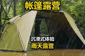 带着小狗出门露营，遇到了暴雨天气，搭建帐篷吃大餐！ #雨中露营视频封面