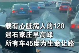 载有心脏病人的120遇石家庄早高峰，所有车45度为生命让路#总有温暖在身边视频封面