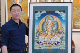 掐丝珐琅彩的一件纯手工的艺术唐卡，普贤菩萨的法相。#唐卡 #家居挂画 #装饰画 #玄关画 #普贤菩萨视频封面