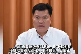 据“廉洁佛山”公布：佛山市顺德区委副书记、区长区柱明涉嫌严重违纪违法，主动投案，目前正接受佛山市纪委监委纪律审查和监察调查。曾历任佛山市三水区委常委、西南街道党工委书记，禅城区委常委、祖庙街道党工委书记，禅城区委副书记、区委政法委书记、区长，顺德区委副书记、区长。视频封面