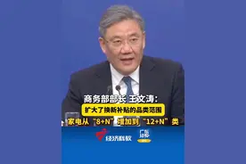 商务部部长 王文涛：扩大换新补贴的品类范围，#家电 从“8+N”增加到“12+N”类，包含#手机#平板 等购新补贴#全国两会 #两会视频封面