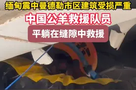 缅甸震中曼德勒市区建筑受损严重#中国公羊救援队员平躺在缝隙中救援 #地震 #救援 #中国救援队 #浙江dou知道 @抖音短视频视频封面