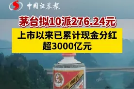 茅台拟10派276.24元！上市以来已累计现金分红超3000亿元视频封面