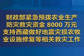财政部紧急预拨农业生产防灾救灾资金8000万元 支持西藏做好地震灾损农牧业设施修复等相关救灾工作 #救灾资金视频封面