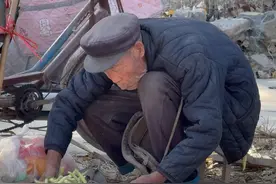 农村集市卖菜的爷爷 八十多岁的爷爷因为菜的卖相不好，天刚亮就来了，到下午快散集了还没卖出去。视频封面