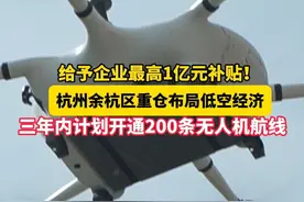 给予企业最高1亿元补贴，杭州余杭区“重仓”布局低空经济。#经济大省挑大梁 #寻找浙江新质生产力视频封面