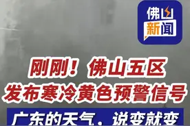 刚刚！佛山五区发布寒冷黄色预警信号！ 广东的天气，说变就变，厚衣服准备好！（编辑：唐欣瑜；责编：曾凝霜；素材来源：广东天气、佛山天气、南方新闻网）#广东dou知道  #天气 #冷空气 #冰雹视频封面