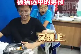 猫咪误闯教室，非要跳进男孩怀里。#猫咪 #校园生活  来源@立春视频封面