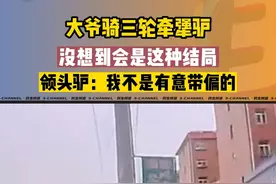 大爷骑三轮牵驴，没想到结局令人尴尬。 #倔驴  #路人视角 #看一遍笑一遍 #这操作也是没谁了😂😂视频封面