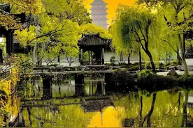 黄昏之际的拙政园，堪称绝美封神之境图片