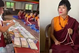 尼泊尔出家！布施8块2斤重金砖和现金，允许结婚图片