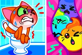 儿童益智动画：小猫肠胃不舒服便秘了，你知道什么原因造成的？