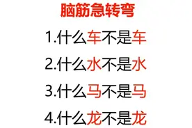 脑筋急转弯：什么车不是车、水不是水、什么马不是马、龙不是龙