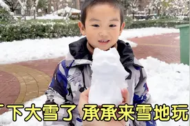 河南郑州大雪下的有5公分，嫂子带承承楼下玩雪，老四爱吃烤红薯视频封面