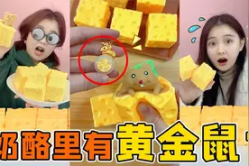 奶酪里竟然有“黄金鼠”！转动轮子掉出小兔子，到了晚上能发光？视频封面