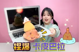 谁的“冰淇淋”掉在电脑上？原来是卡皮巴拉，捏爆瞬间太爽了！视频封面