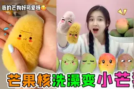 芒果核洗完变“小芒狗'！毛茸茸胖嘟嘟手感超好，真能DIY出来视频封面
