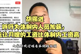 胡锡进：呼吁为体制内人员加薪，不能让月嫂的工资比体制内工资高视频封面