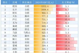 太和跌出前十，庐江反超无为，2024年安徽GDP20强县出炉图片