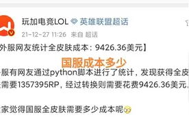 “外服全皮肤价格图”火了，只需9462美元，国服玩家直言差距太大图片