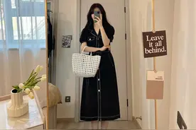 今日穿搭分享~ 雪纺连衣裙 气质复古梅子色 娃娃领翻领 少女感满满图片