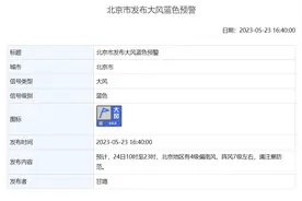 北京发布大风蓝色预警！明日10时起，阵风7级左右图片