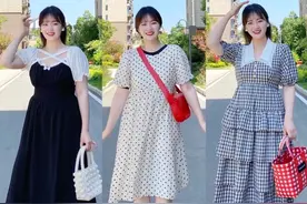 140斤的“胖女孩”真会穿，每一组搭配都清新甜美，照着穿太省心图片