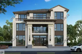 14×10米三层新中式美宅，四面开窗+全景落地窗更通透图片