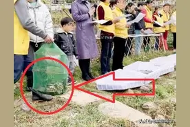 钓鱼遇到放生佬：身披“黄马褂”，对着河面念叨，网友：违法了图片